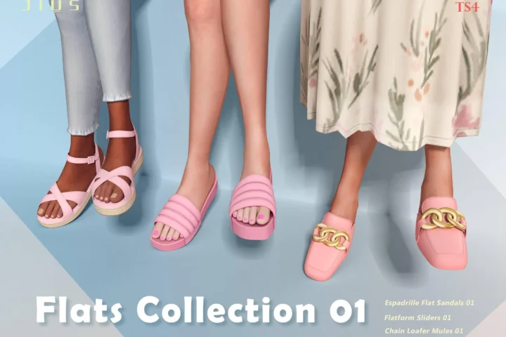 Коллекция женской обуви "Flats Collection 01" для Симс 4