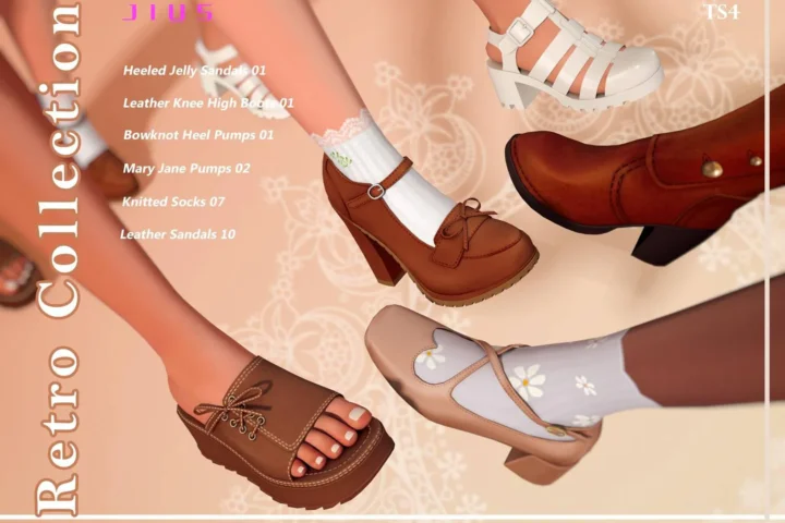 Коллекция женской обуви "Retro Collection 04" для Симс 4