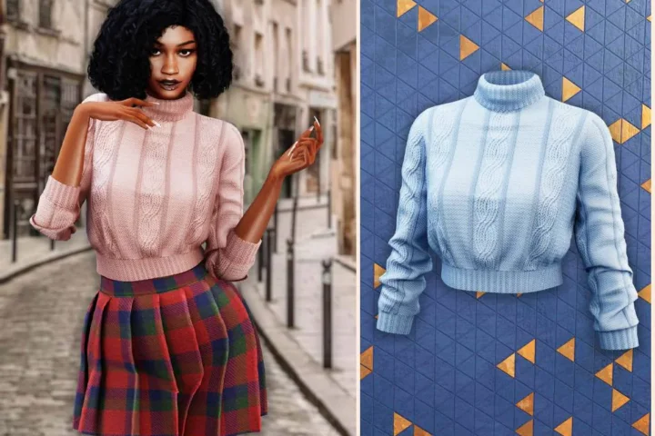 Short soft cable turtleneck