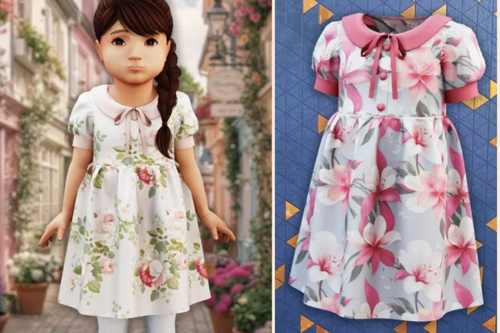 Toddler - Floral collar dress