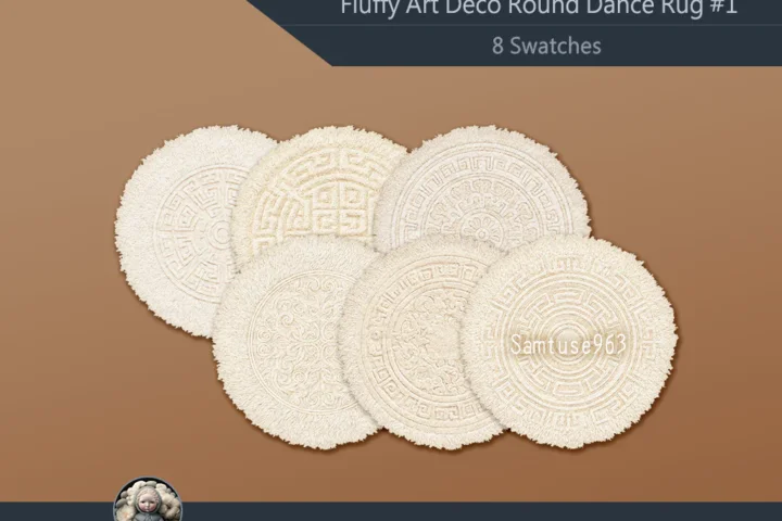 Fluffy Art Deco Round Dance Rug #1 Samtuse963