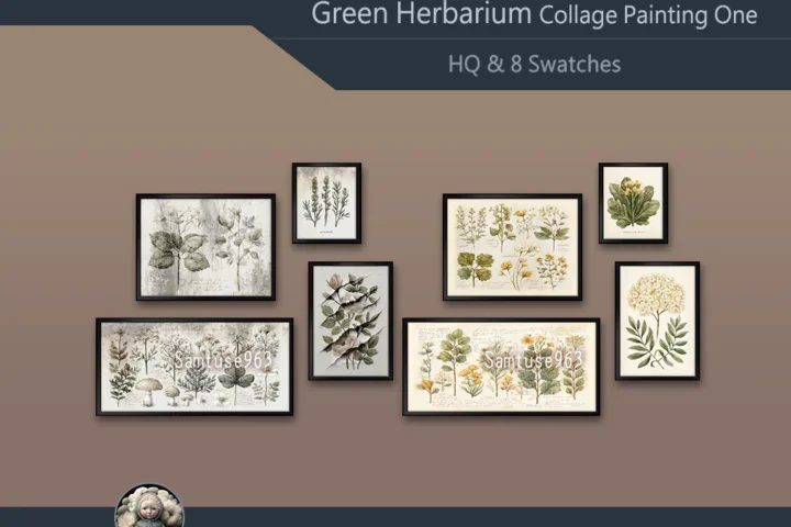 HQ Green Herbarium: Collage Painting - Samtuse963