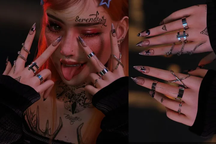 Маникюр "Hamafugu nails" для Симс 4