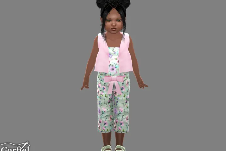Toddler - Floral three piece set with soft bow detail