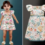 Toddler - Floral flutter sleeve dress with soft spring charm