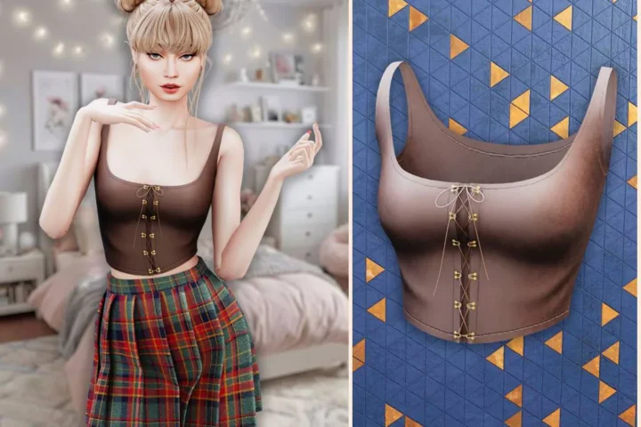 Leather lace up corset crop top