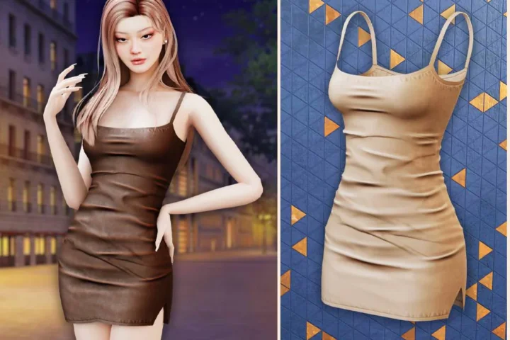 Sleek leather slip dress
