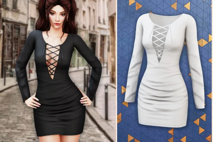 Lace up bodycon dress