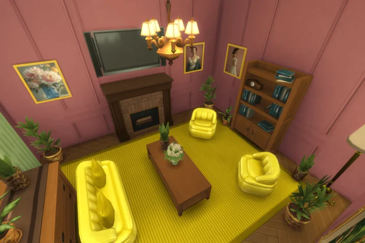 Pink and yellow living room