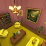 Pink and yellow living room