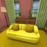 Pink and yellow living room