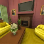 Pink and yellow living room
