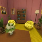 Pink and yellow living room