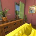Pink and yellow living room