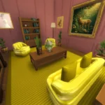 Pink and yellow living room