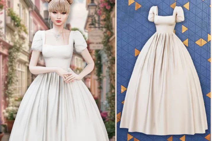 Romantic puff sleeve gown