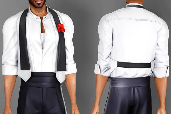 Button-up shirt with waistcoat and a tank top