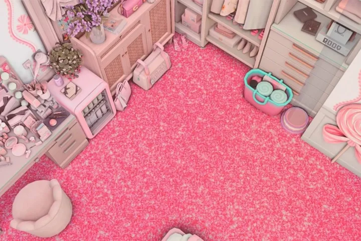 pink glitter flooring by strawberrysimsgirl