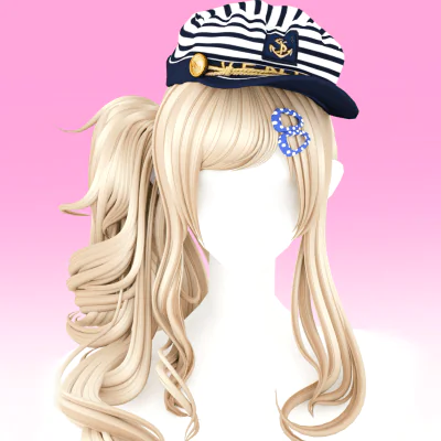 【SUSHI77】S282 Navy Hat+Clip+hair