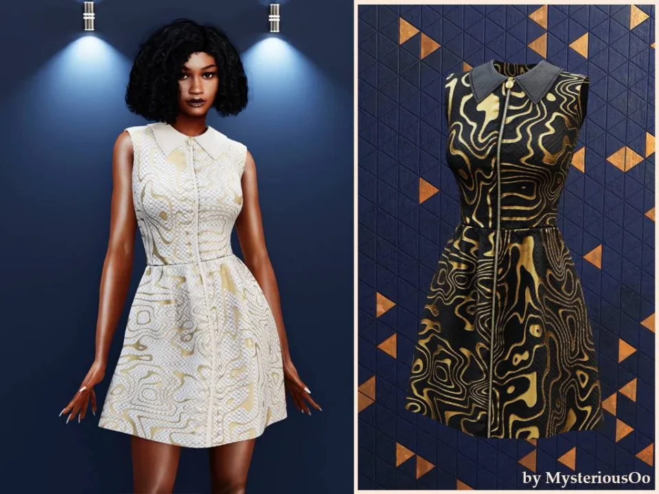 Abstract collar zip dress