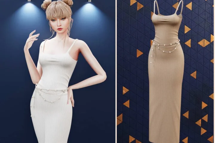 Chain accent knit maxi dress