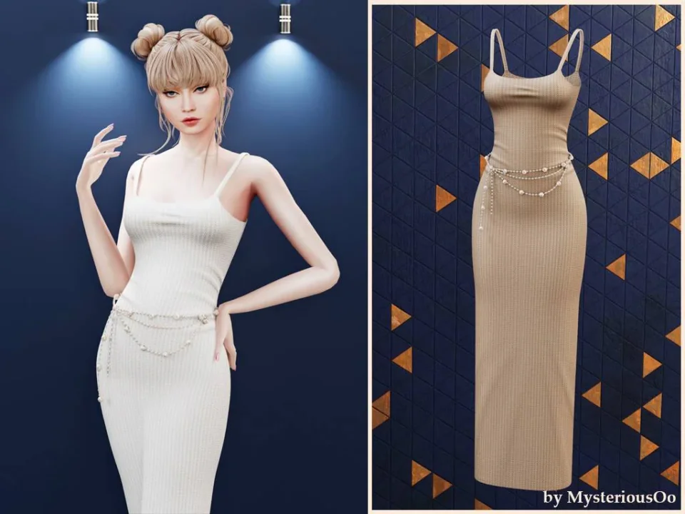 Chain accent knit maxi dress