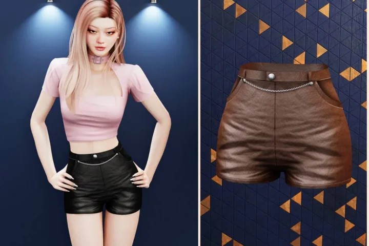 Chain detail high waist shorts