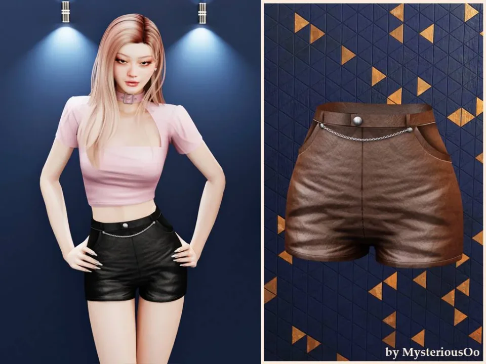 Chain detail high waist shorts