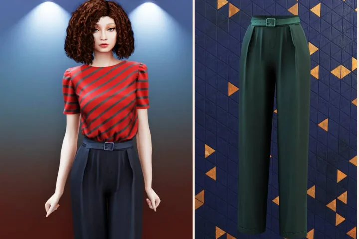 Classic high waist belted trousers