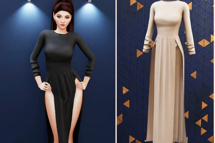 Elegant high slit maxi dress