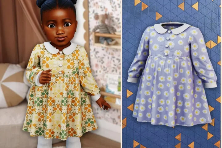 Infant - Floral classic collar dress