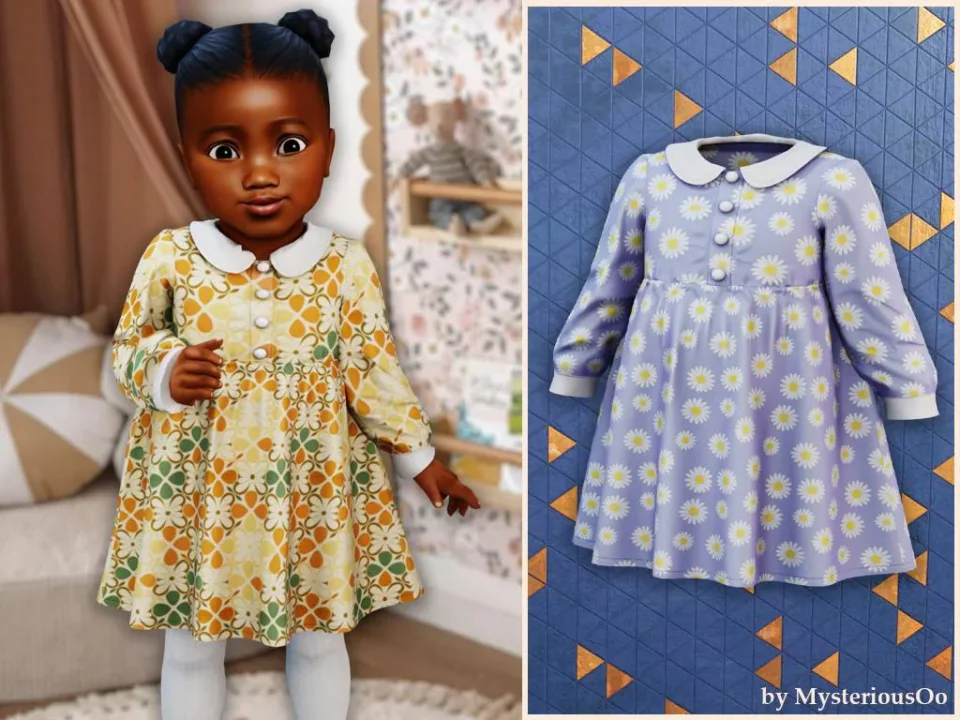 Infant - Floral classic collar dress
