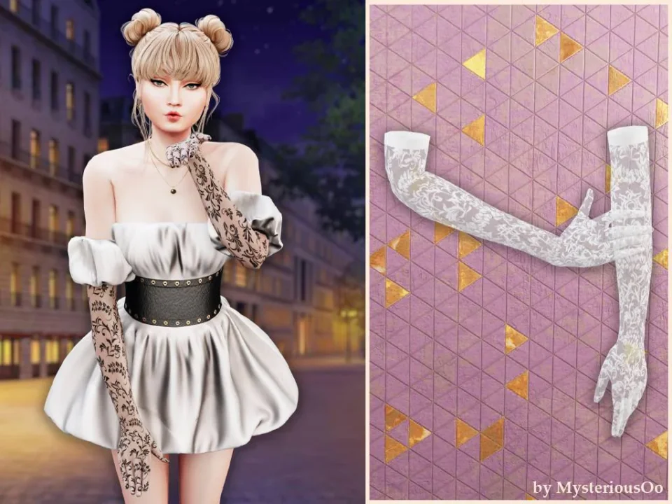 Floral lace arm gloves