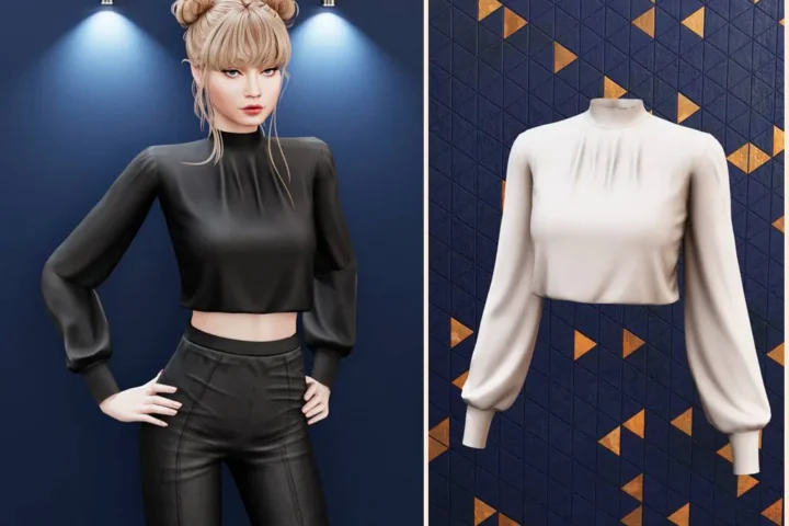 High neck cropped blouse