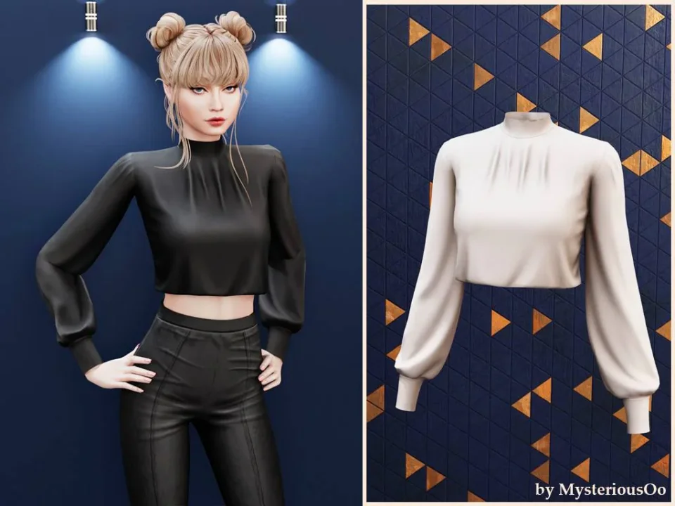 High neck cropped blouse