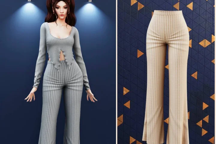 High waist ribbed pants