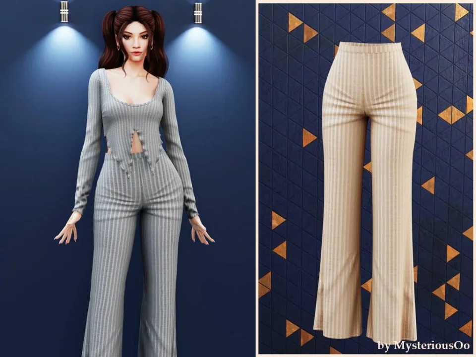 High waist ribbed pants