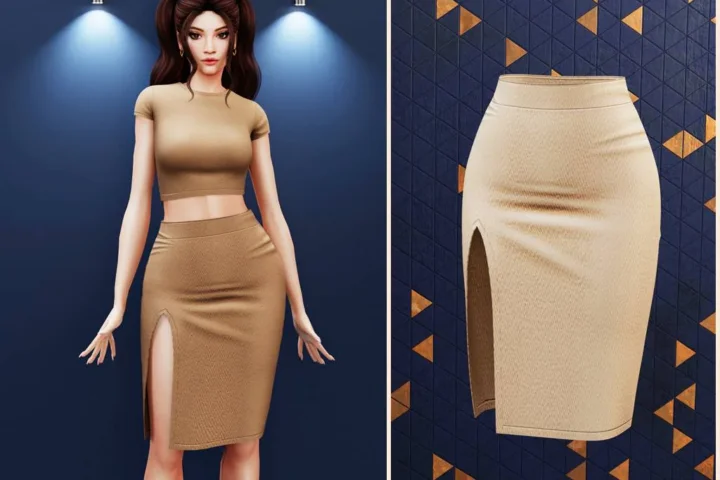 Knit high slit midi skirt