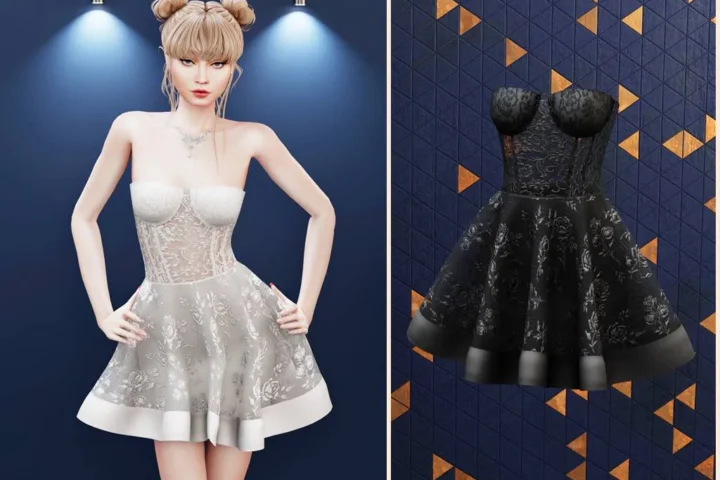 Lace corset flare dress