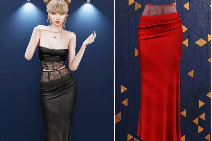 Lace insert maxi skirt