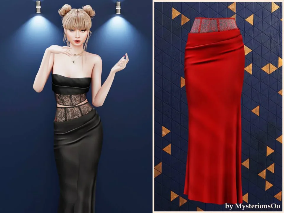Lace insert maxi skirt