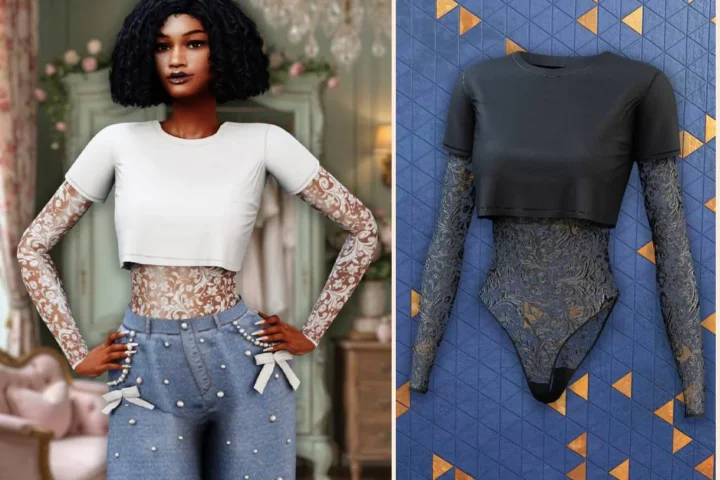 Lace layered crop top