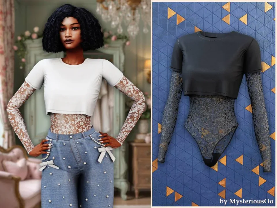 Lace layered crop top