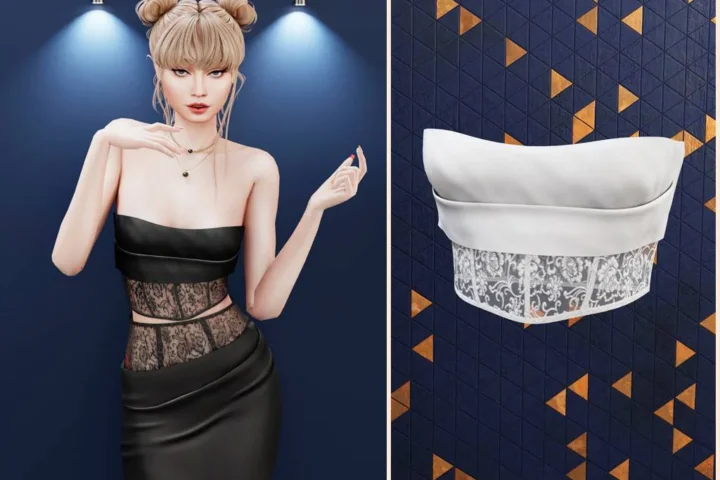 Lace panel strapless top