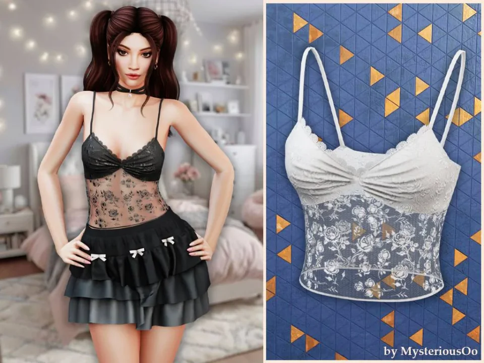 Lace sheer floral camisole