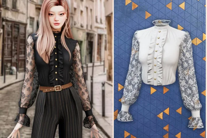 Lace sleeve victorian blouse