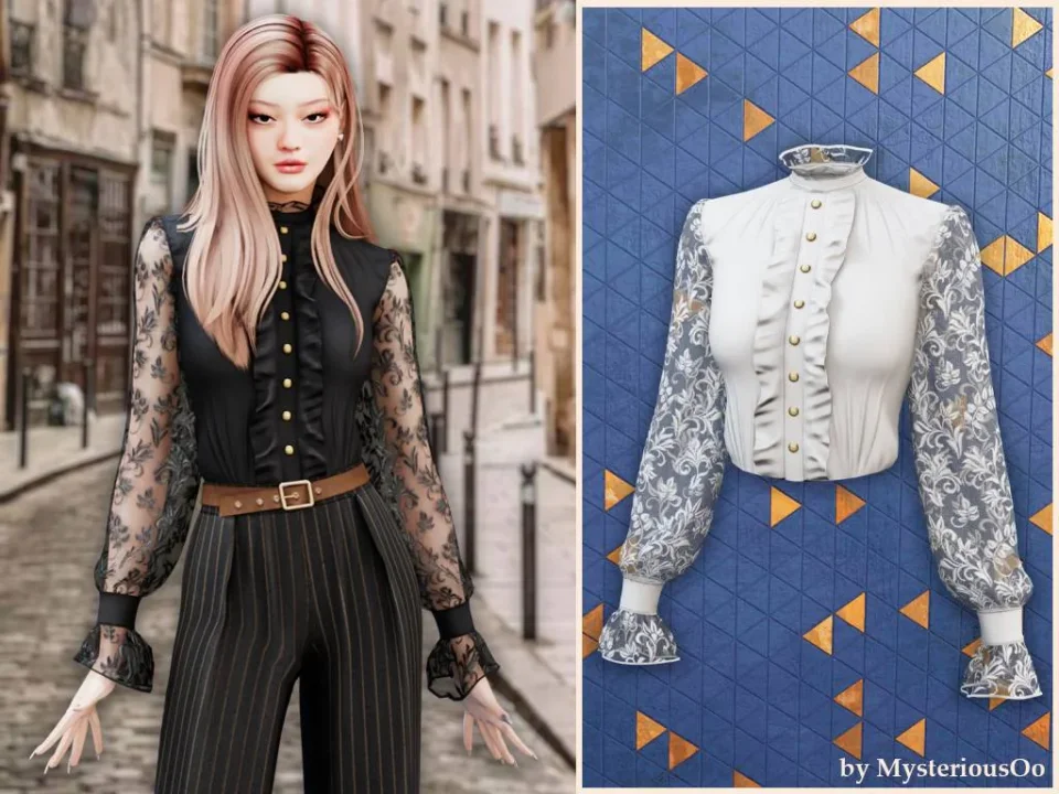 Lace sleeve victorian blouse