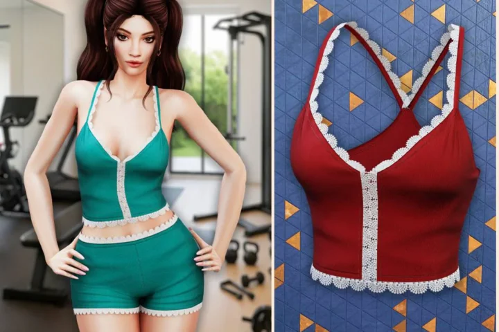 Lace trim sport crop top