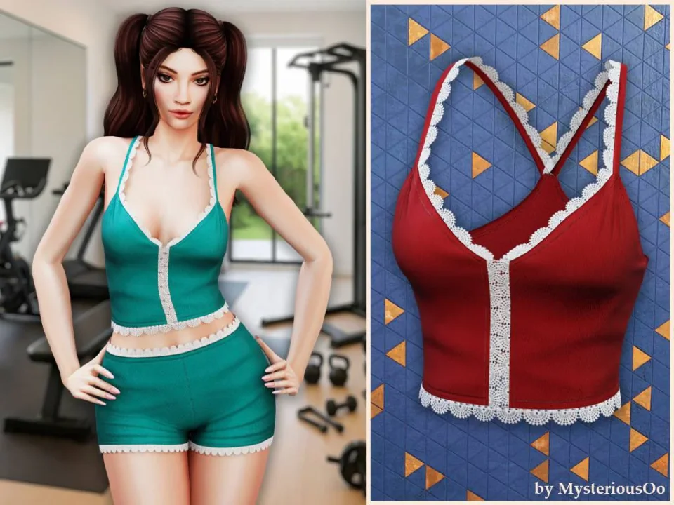 Lace trim sport crop top
