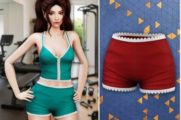 Lace trim sport shorts